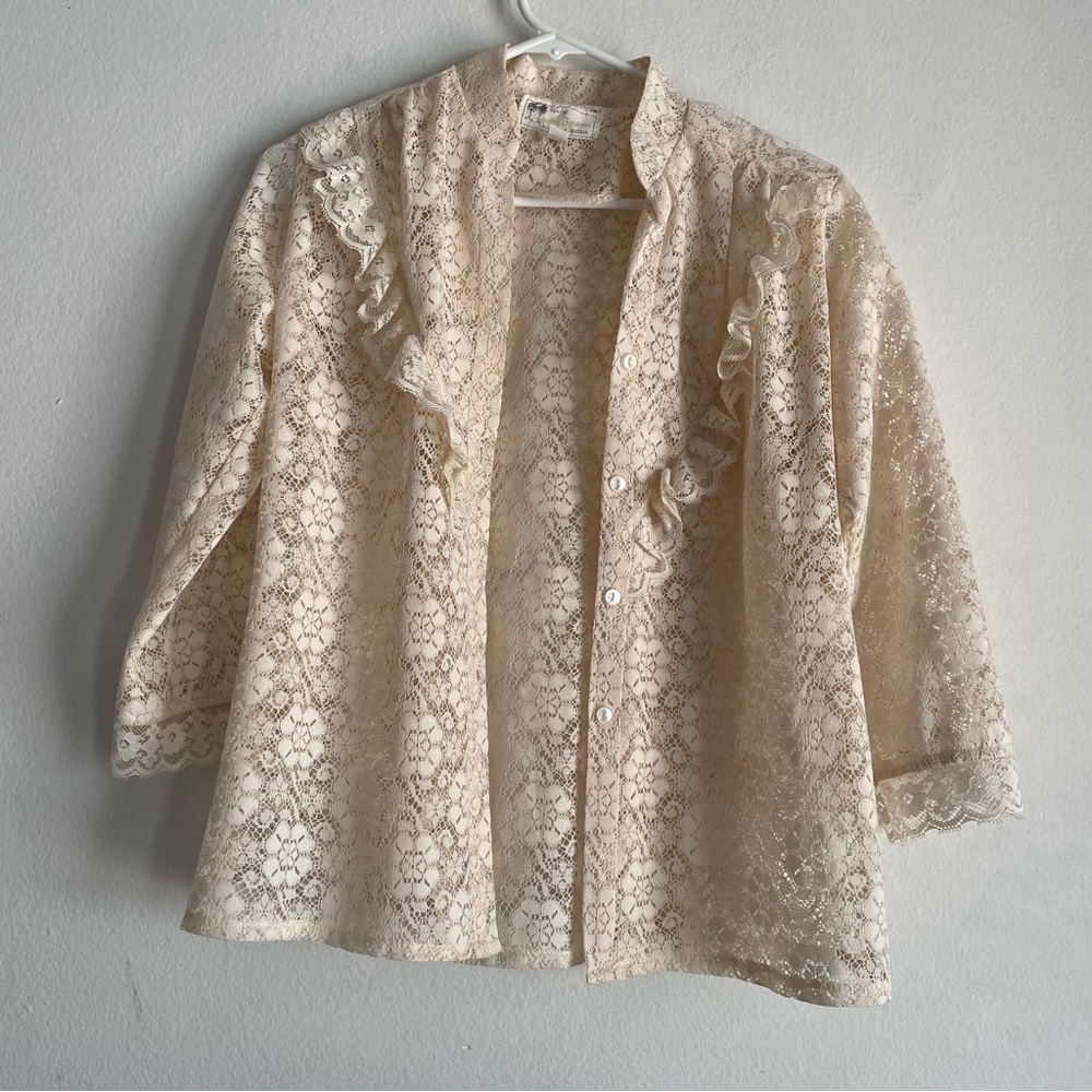 Vintage Sezane style romantic Parisian lace blouse